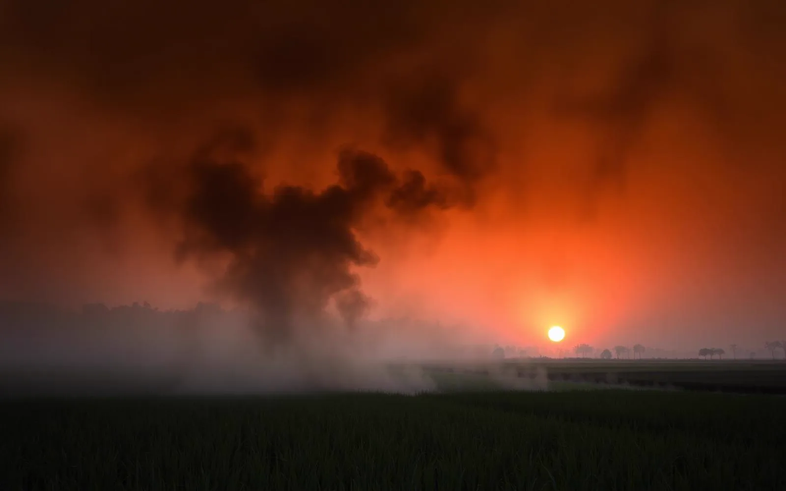 Problem · stubble burning at dusk